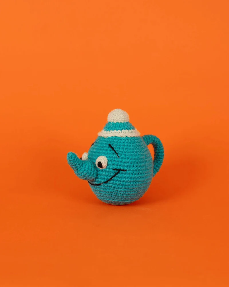 Cotton Crochet Tea Pot Squeaky Dog Toy (FINAL SALE)