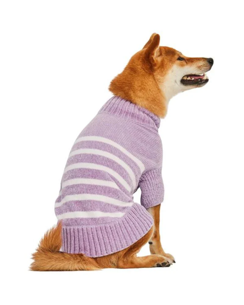 Cozy Soft Chenille Striped Dog Sweater in Lavender Frost (FINAL SALE) - Image 5