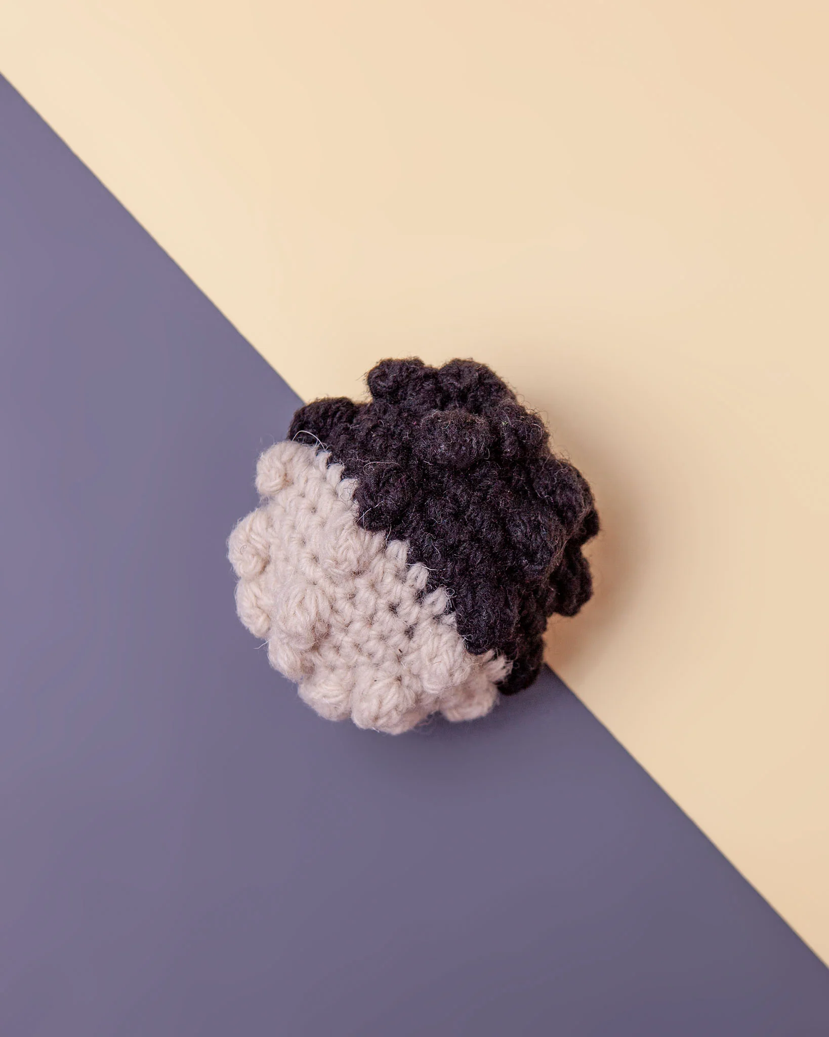 Crochet Ball Dog Toy in Black & Natural