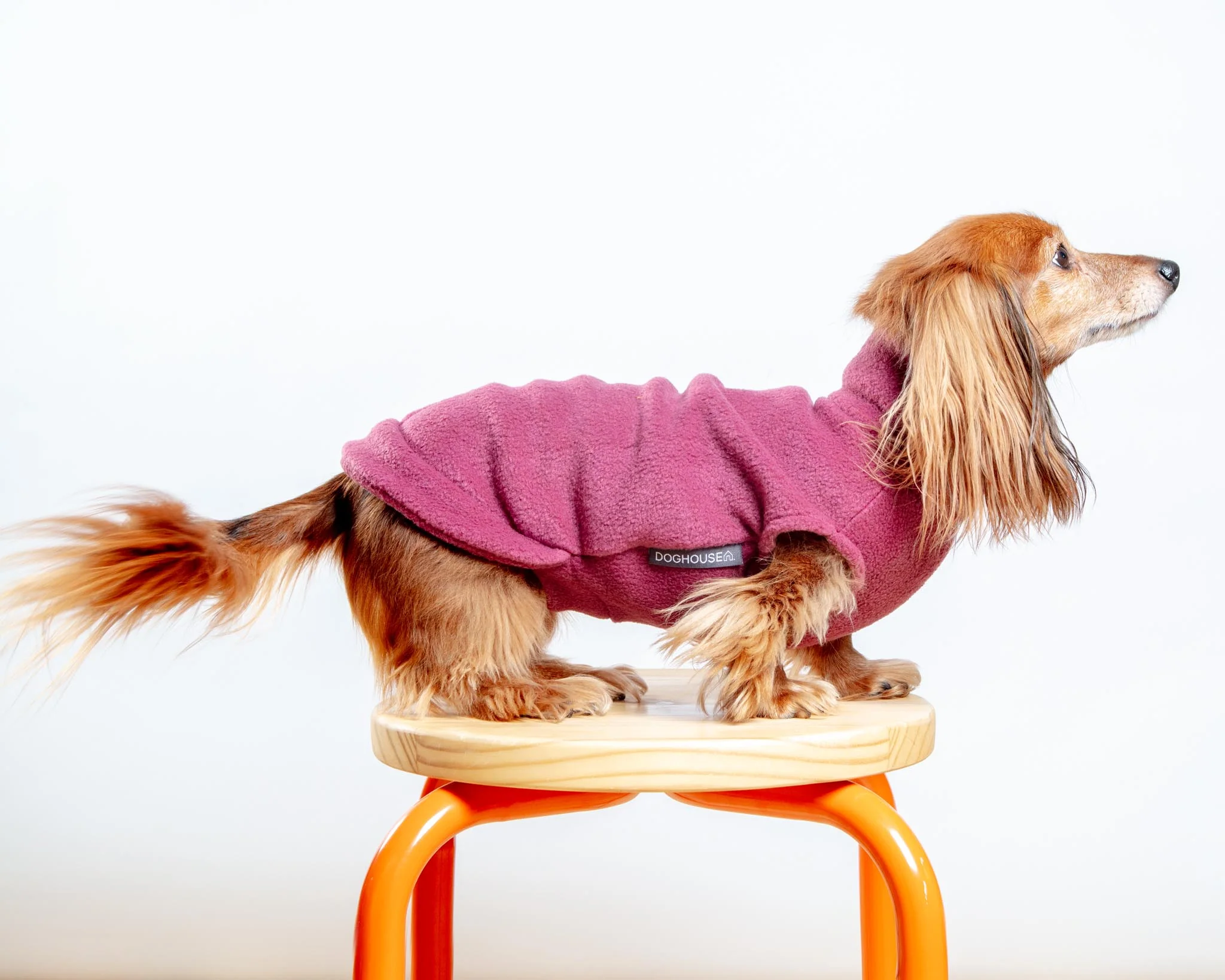 Dachshund Fleece Jumper in Dusty Rose (Made in the UK) - Image 5