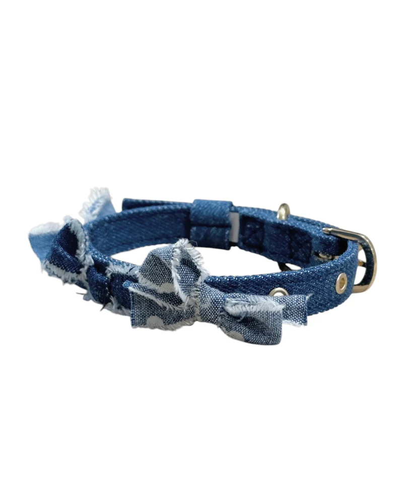 Denim Bow Collar for Dogs (Made in the USA)