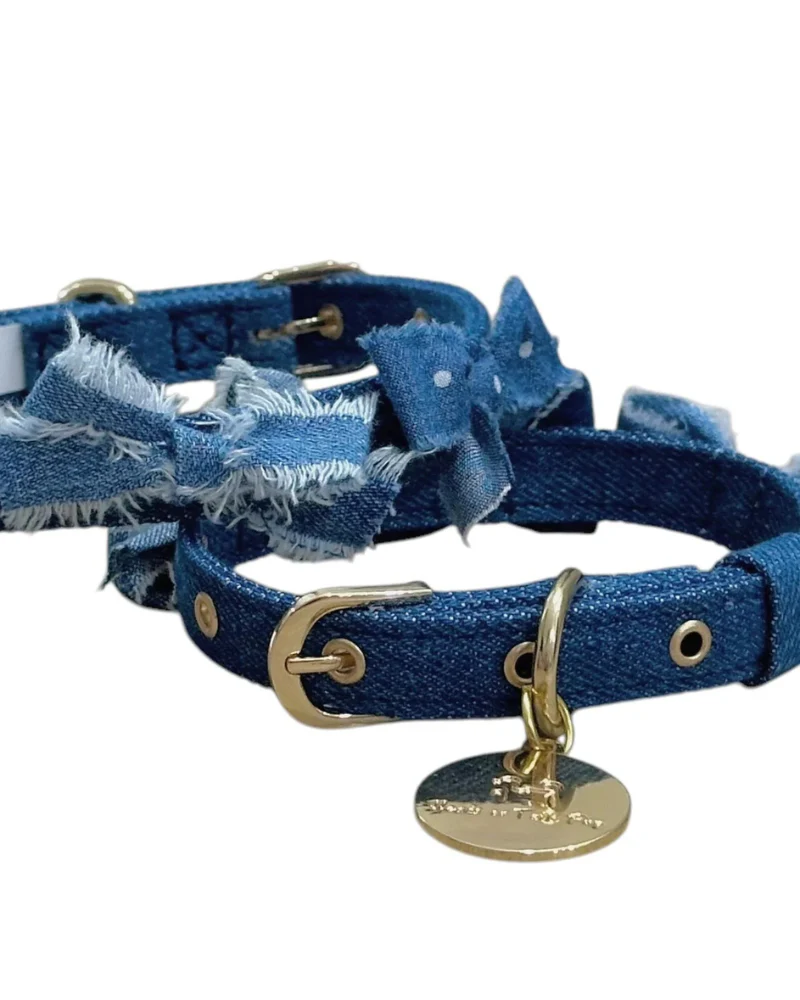 Denim Bow Collar for Dogs (Made in the USA) - Image 2