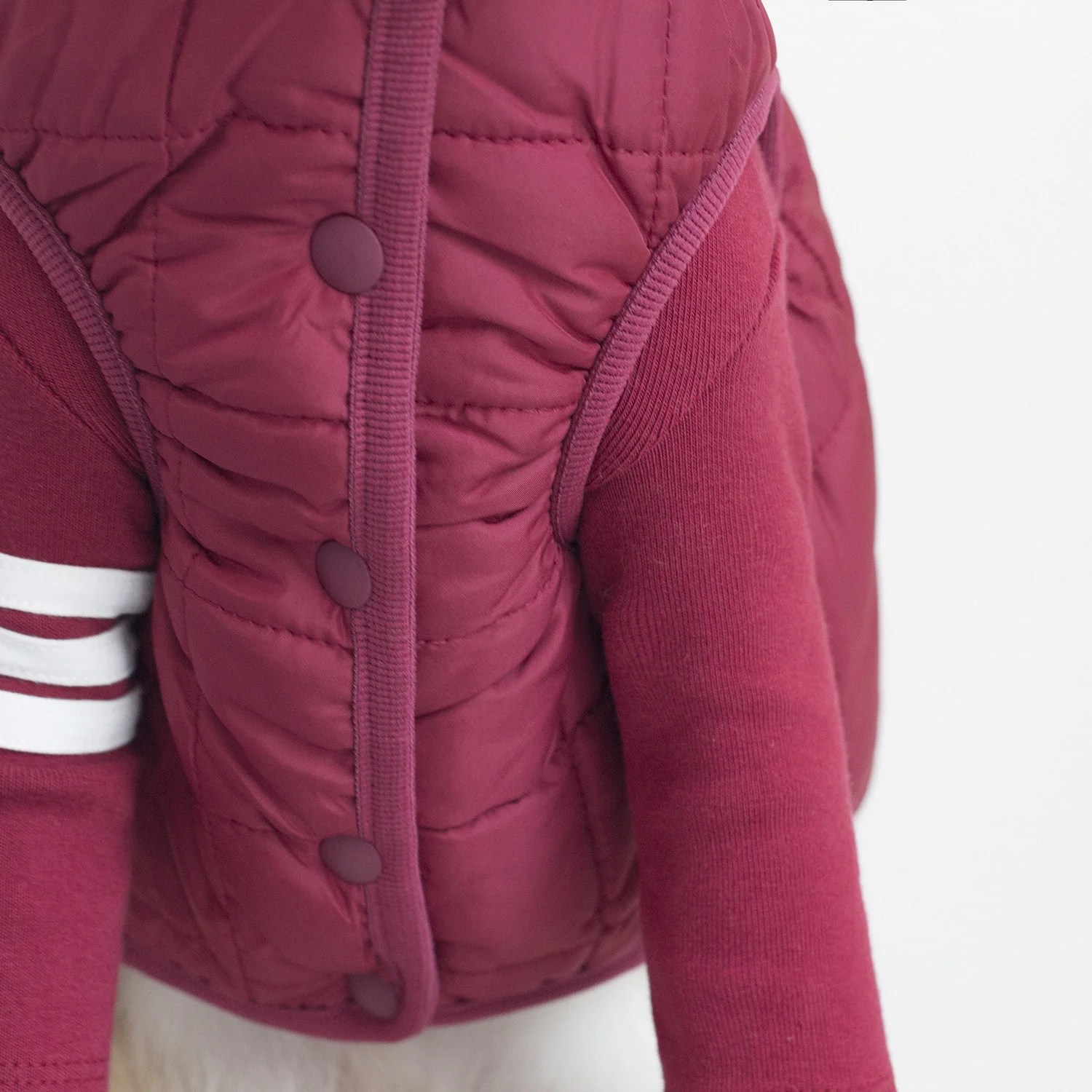 DENTISTS APPOINTMENT | Warm Quilted Vest in Burgundy (w/ Harness Hole) - Image 2