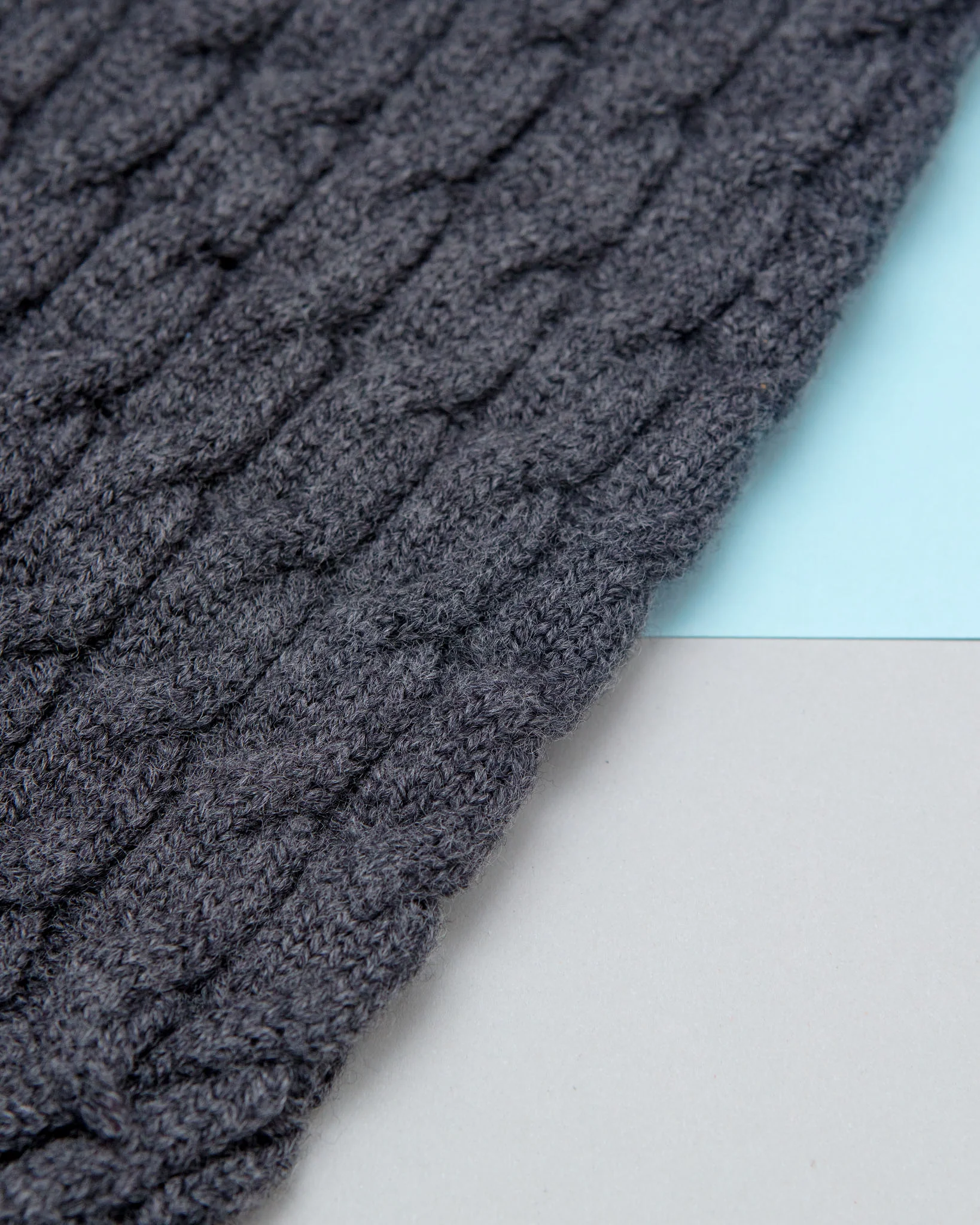 The Uptown Cable Knit Sweater in City Slush Grey Merino Wool (Made in NYC) (FINAL SALE) - Image 5