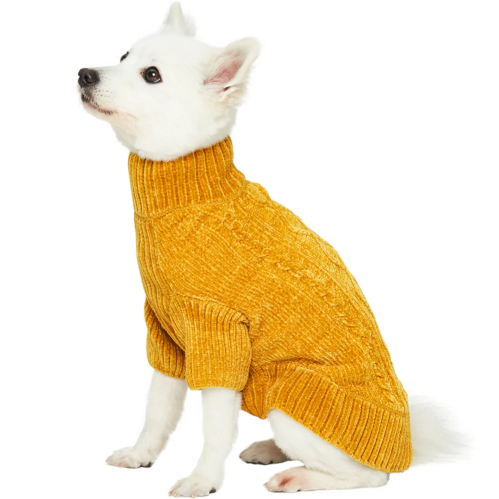 Cozy Chenille Dog Sweater in Mustard (FINAL SALE) - Image 3