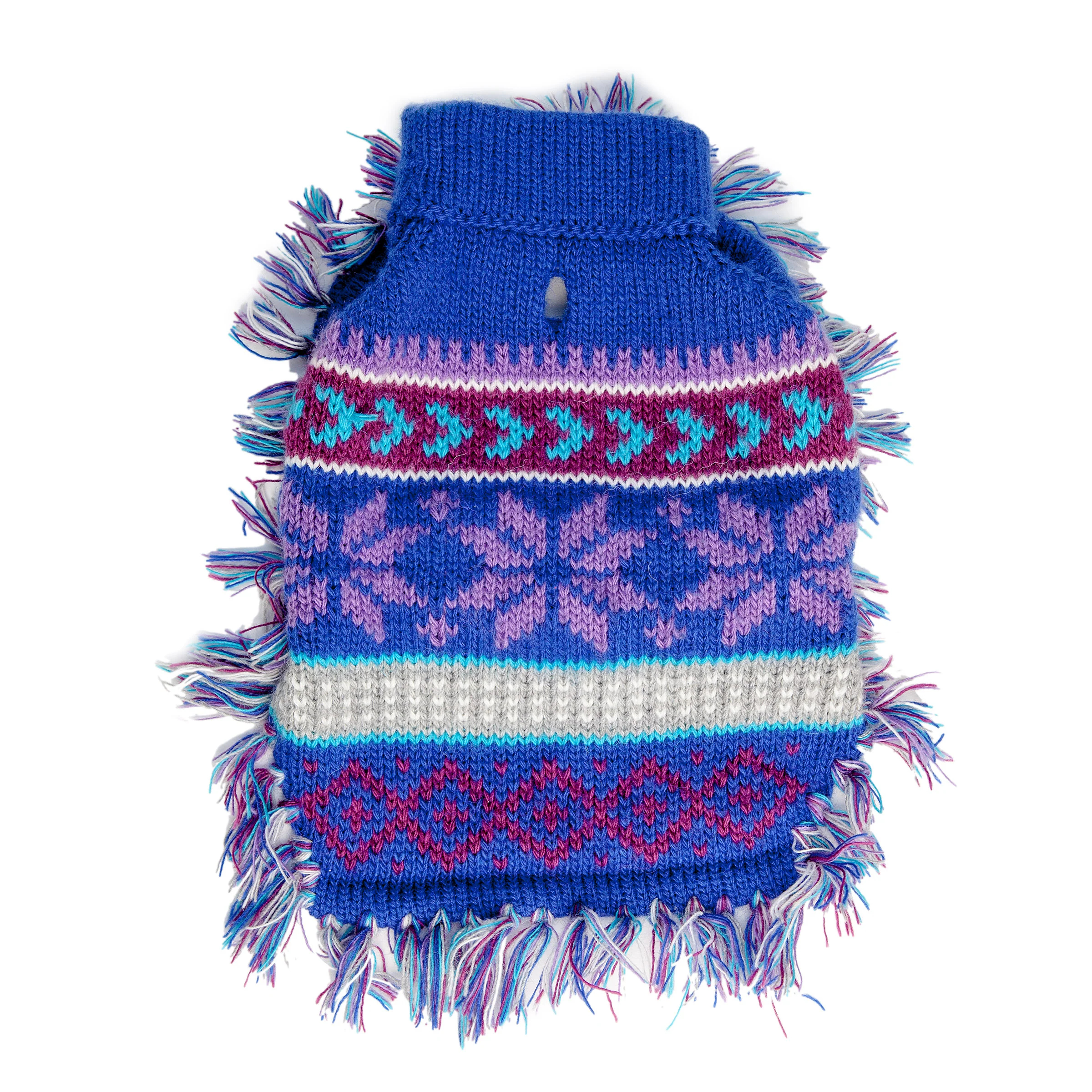 PERUVIAN KNITS | Blue Snowflake Sweater Poncho - Image 4