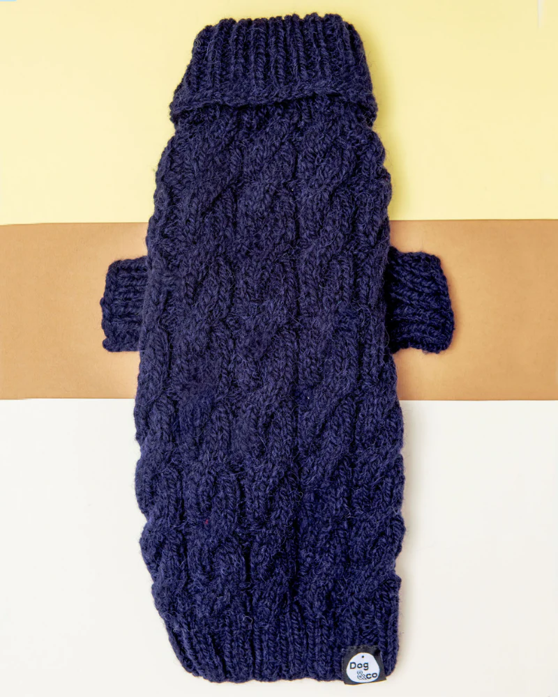 Downtown Roll Neck Dog Sweater in Navy FINAL SALE - Image 2