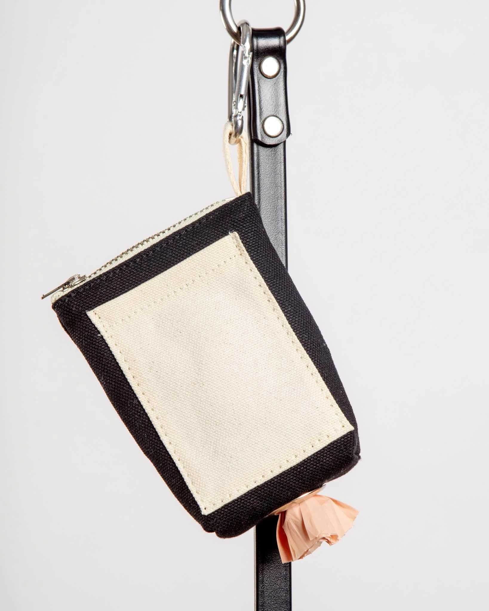 Good Girl Bag Treat + Poop Bag Holder in Black Canvas with Natural Trim - Image 3