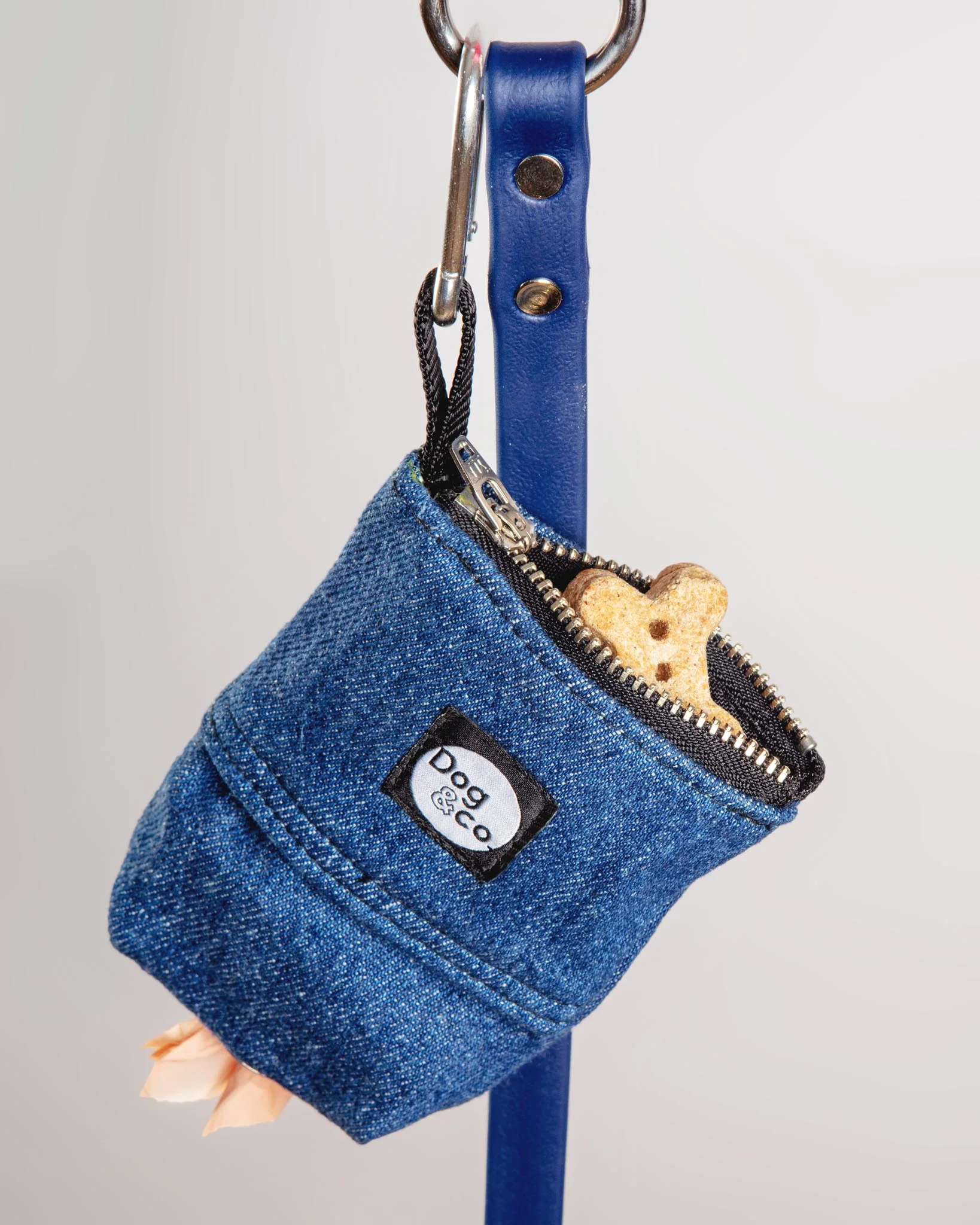 Good Girl Bag Treat + Poop Bag Holder in Denim + Black (Made in NYC) - Image 3