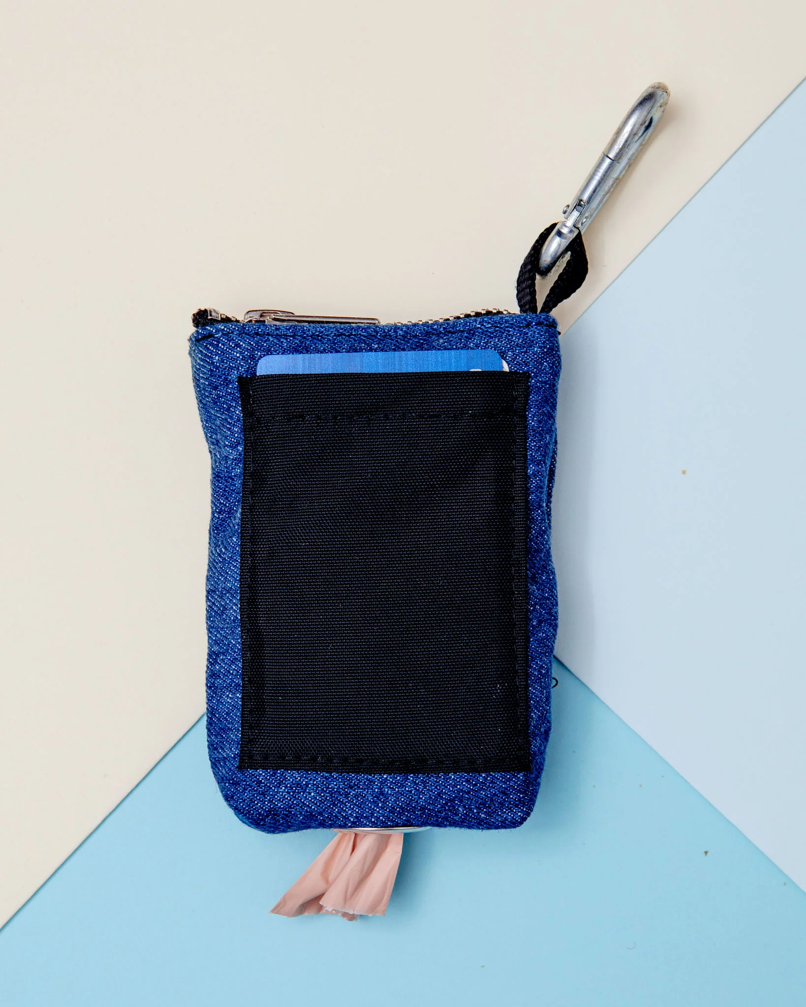 Good Girl Bag Treat + Poop Bag Holder in Denim + Black (Made in NYC) - Image 6