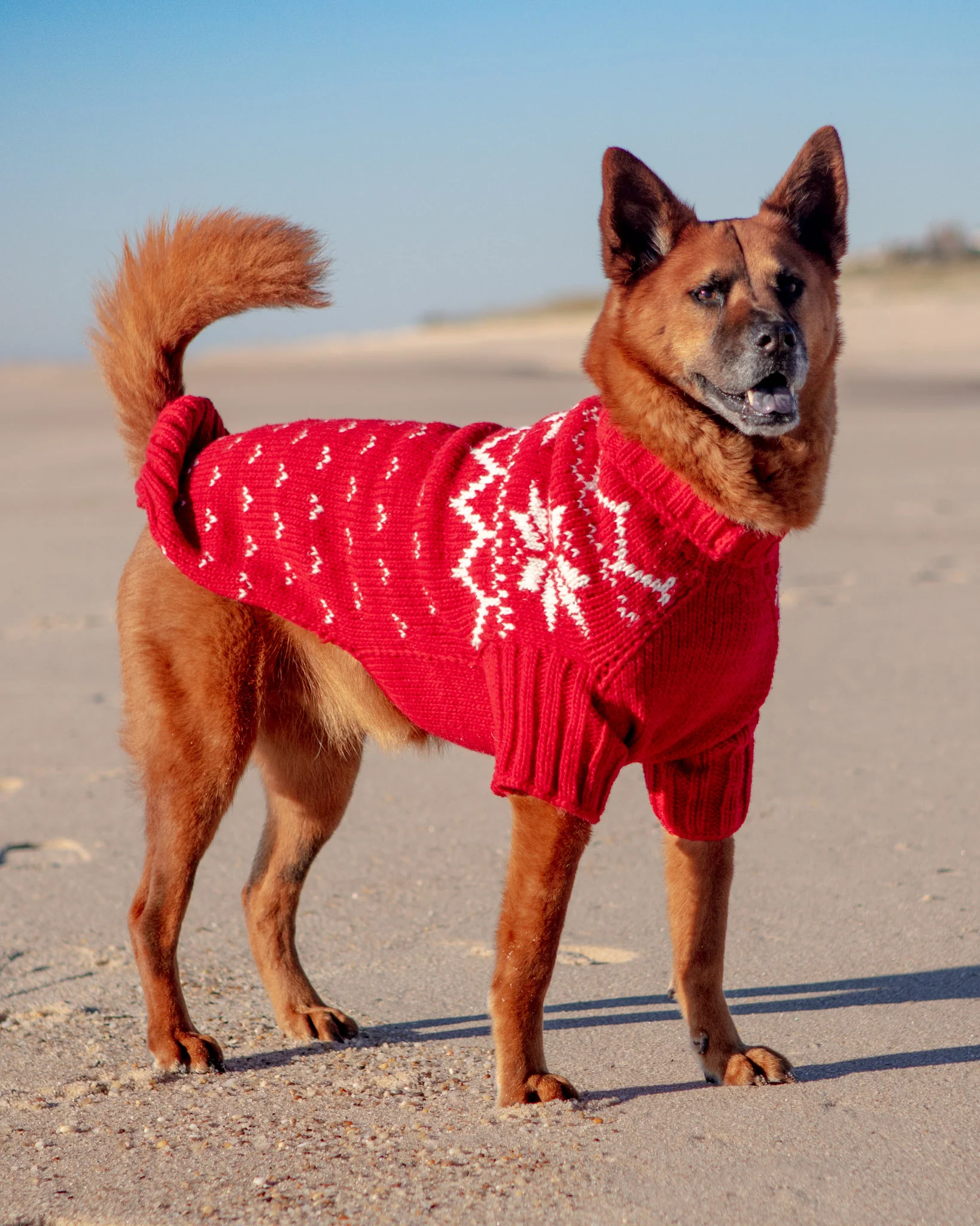 Warm-All-Winter Happy Hand Knit Human Snowflake Sweater in Red (FINAL SALE) - Image 4