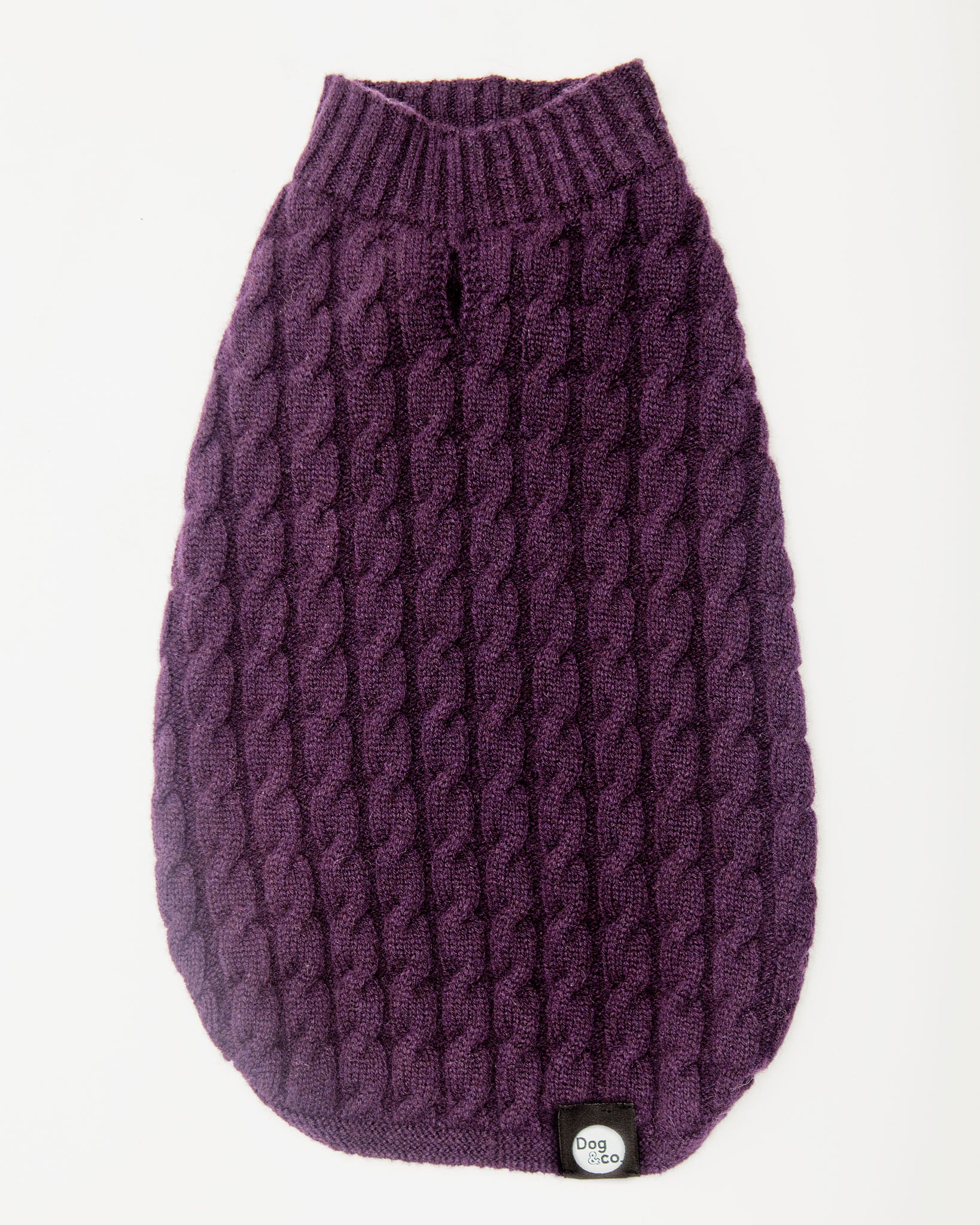 The Topo Cashmere Cable Knit Dog Sweater in Blackcurrant
