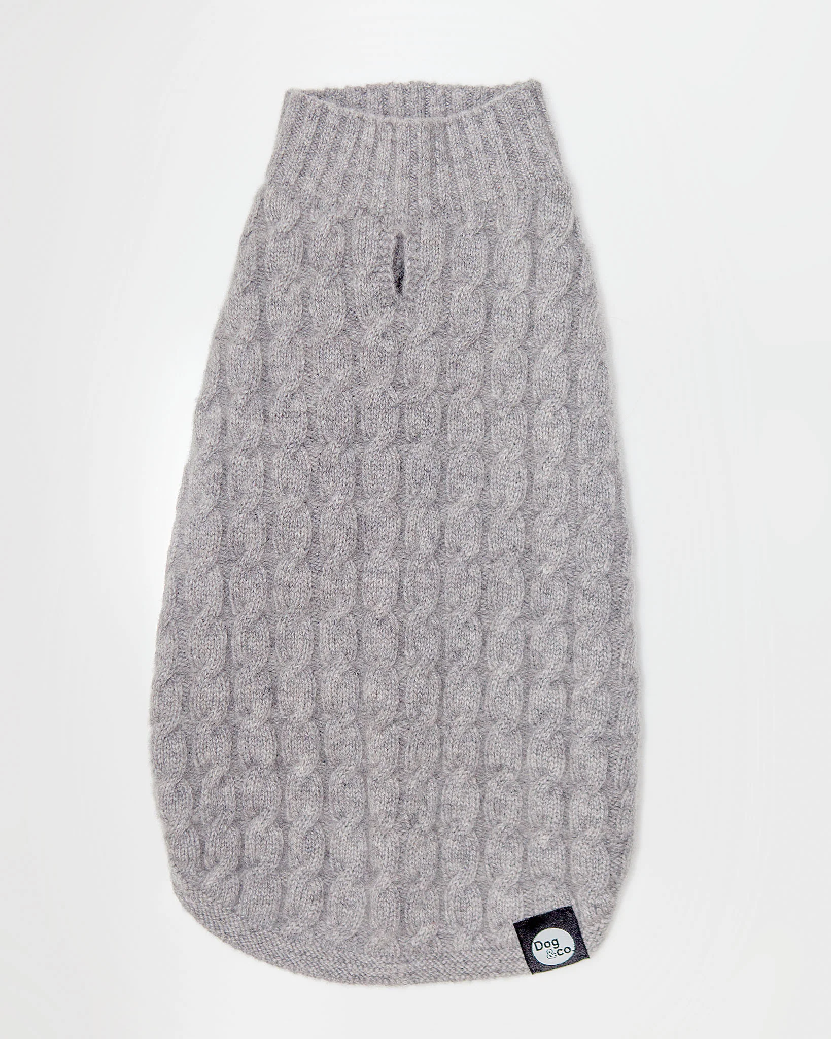 The Topo Cashmere Cable Knit Dog Sweater in Brume Grey (Made in NYC)