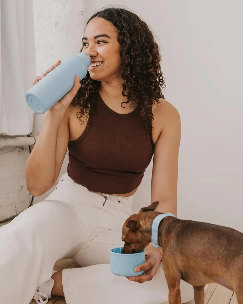 Dog & Me Water Bottle w/ Bowl in White (24oz) - Image 4