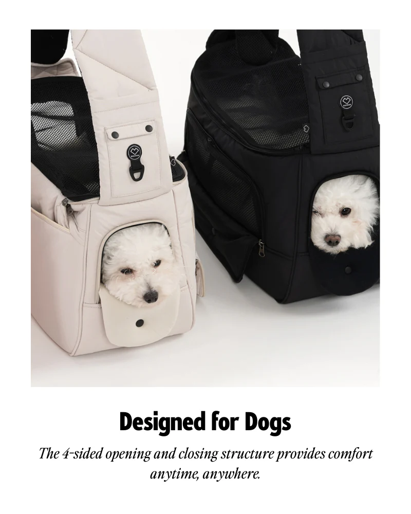 Crossbody Sling Dog Carrier Bag in Black, Beige or Olive (Airline Approved) - Image 12