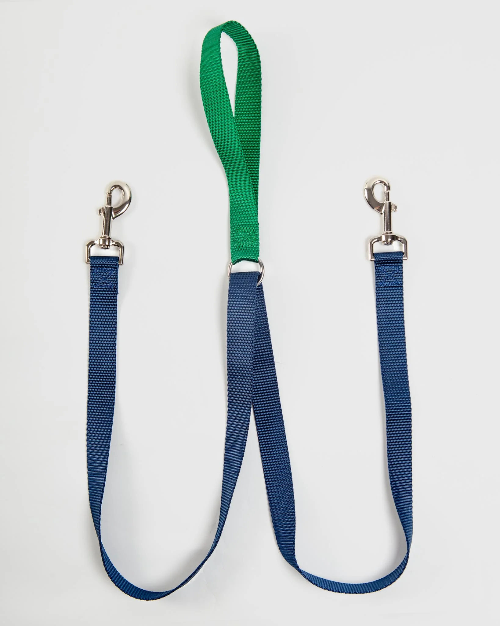 Double Clip Training Leash in Hunter Green + Navy (Made in the USA)