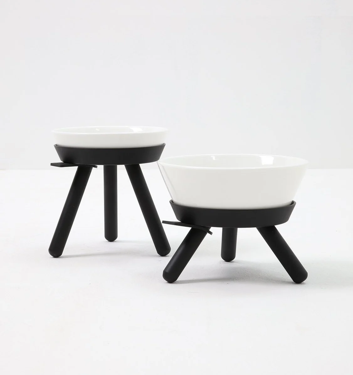 Elevated Ceramic Dog Bowl W/ Stand in Black (Short)