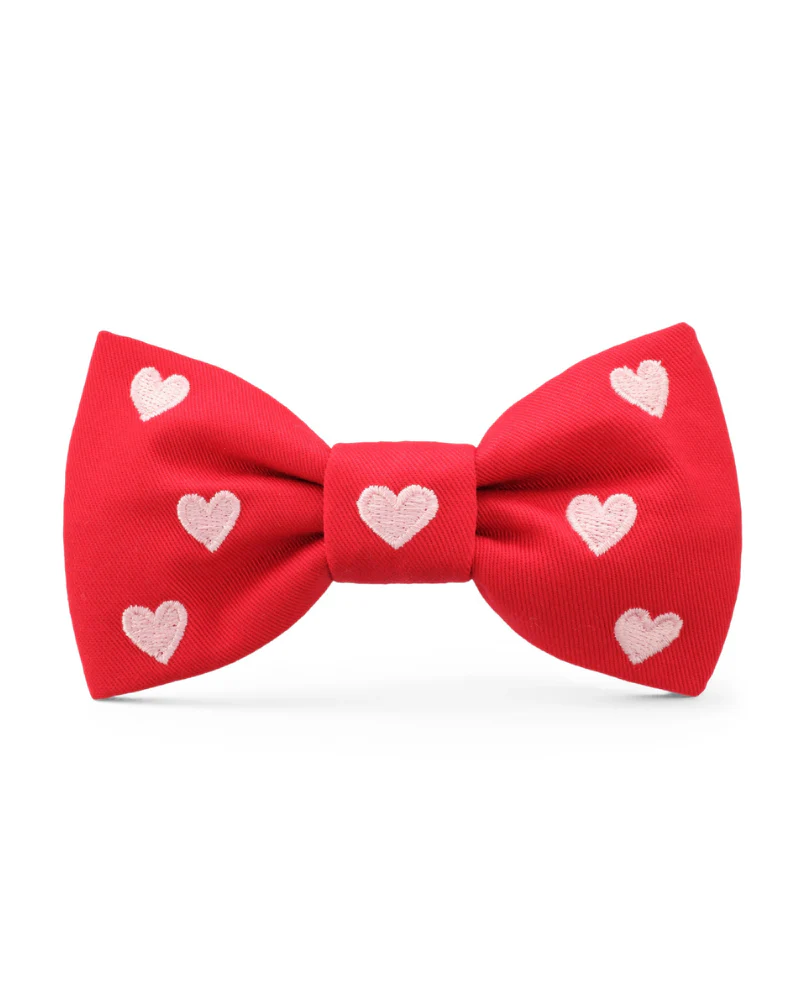 Embroidered Hearts Dog Bow Tie - Image 2