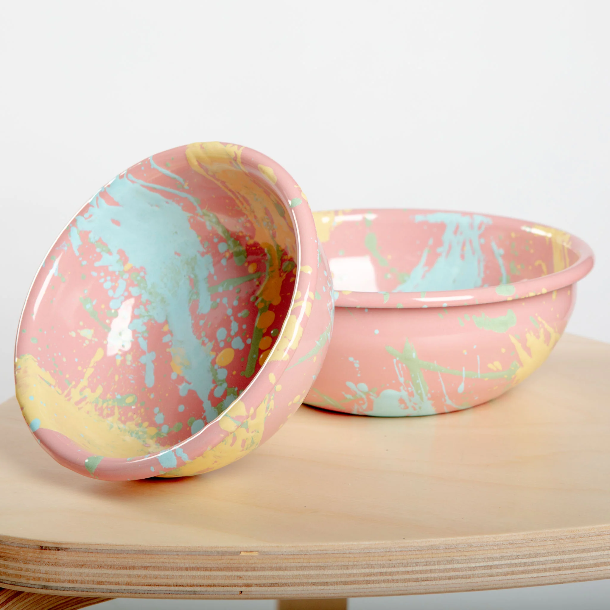 Enamel Dog Bowl in Pink Splatter (FINAL SALE) - Image 2