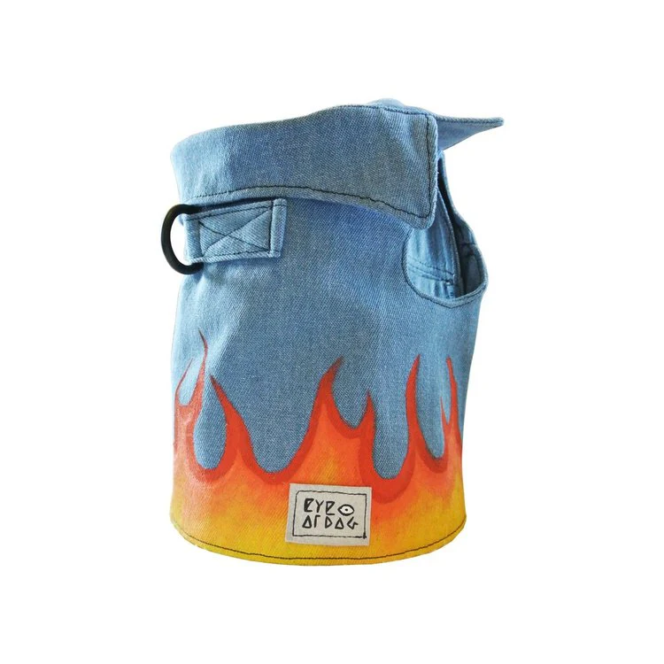 EYE OF DOG | Flames Vest in Blue Denim