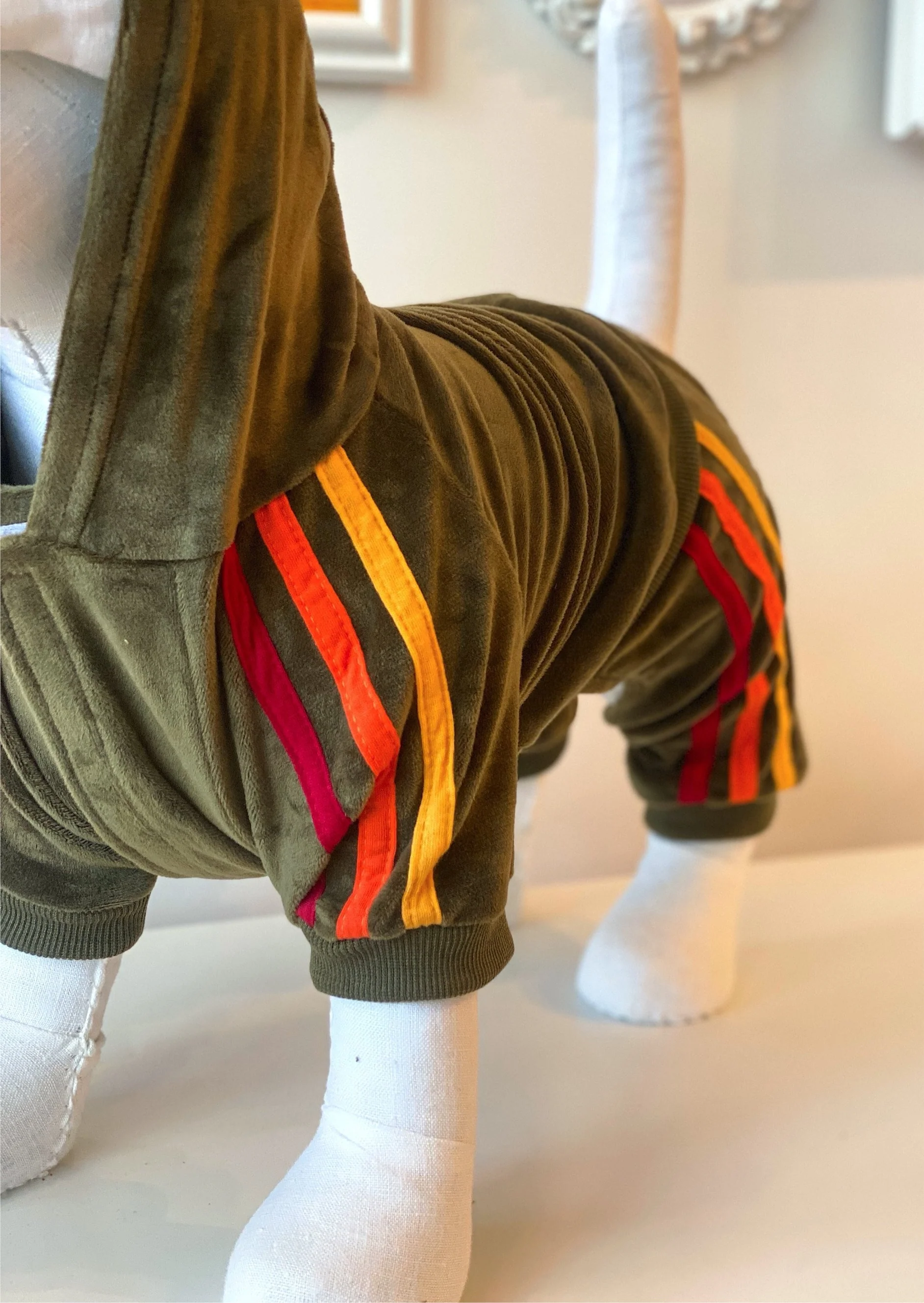 Velour Dog Jogger Onesie in Olive<br>((CLEARANCE)) - Image 2