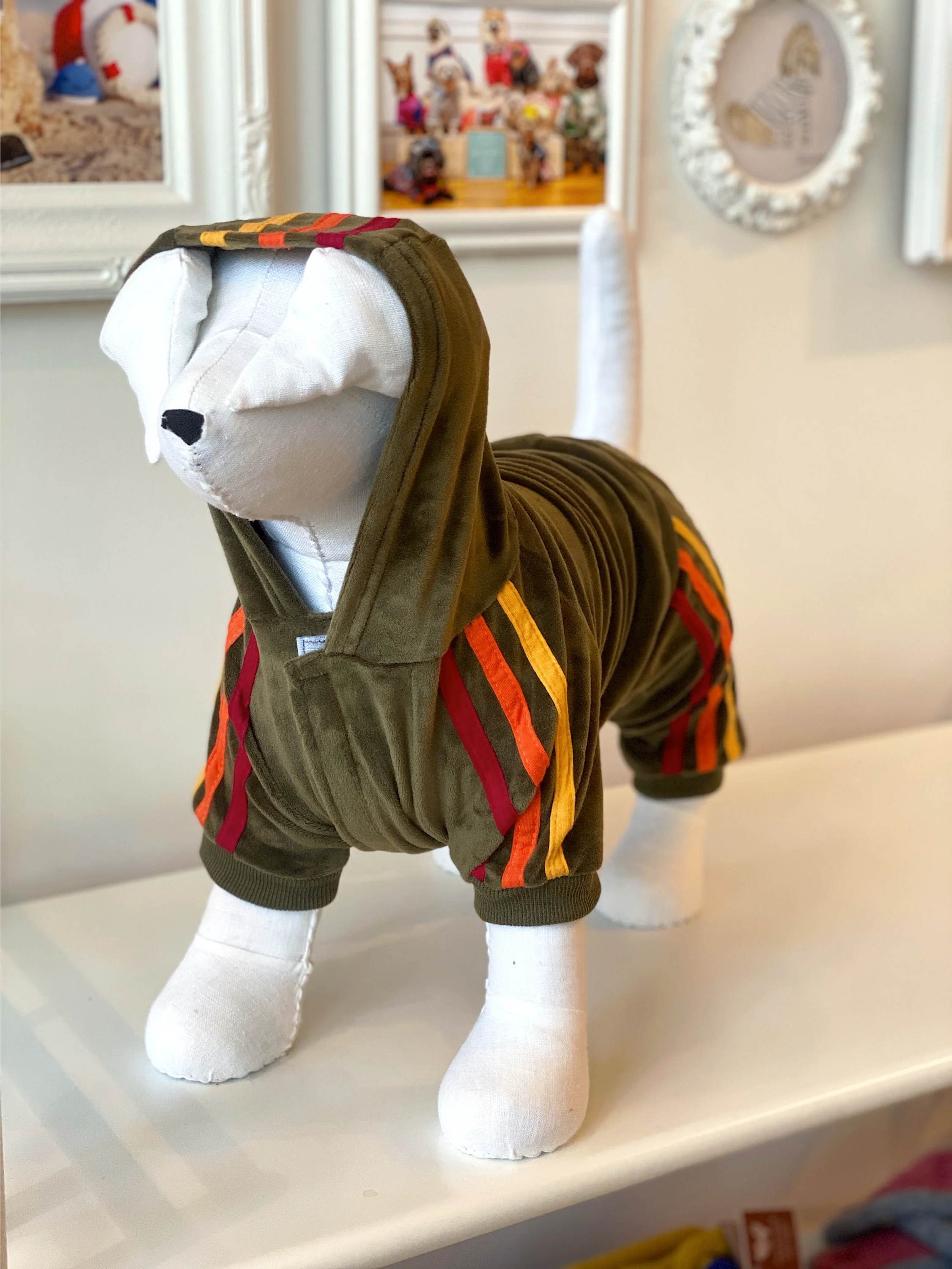 Velour Dog Jogger Onesie in Olive<br>((CLEARANCE)) - Image 8