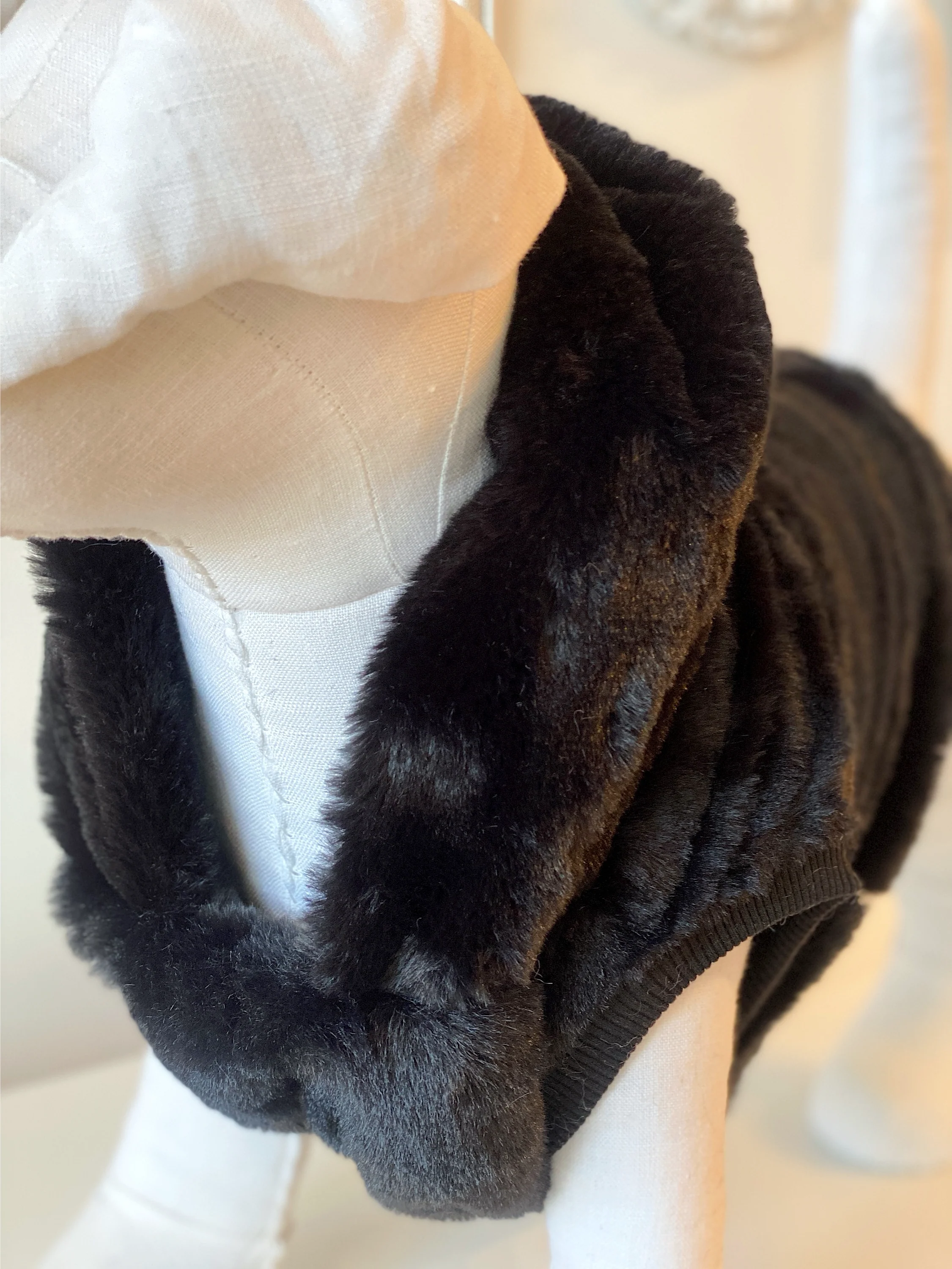 Faux Fur Dog Hoodie in Black << CLEARANCE >> - Image 3