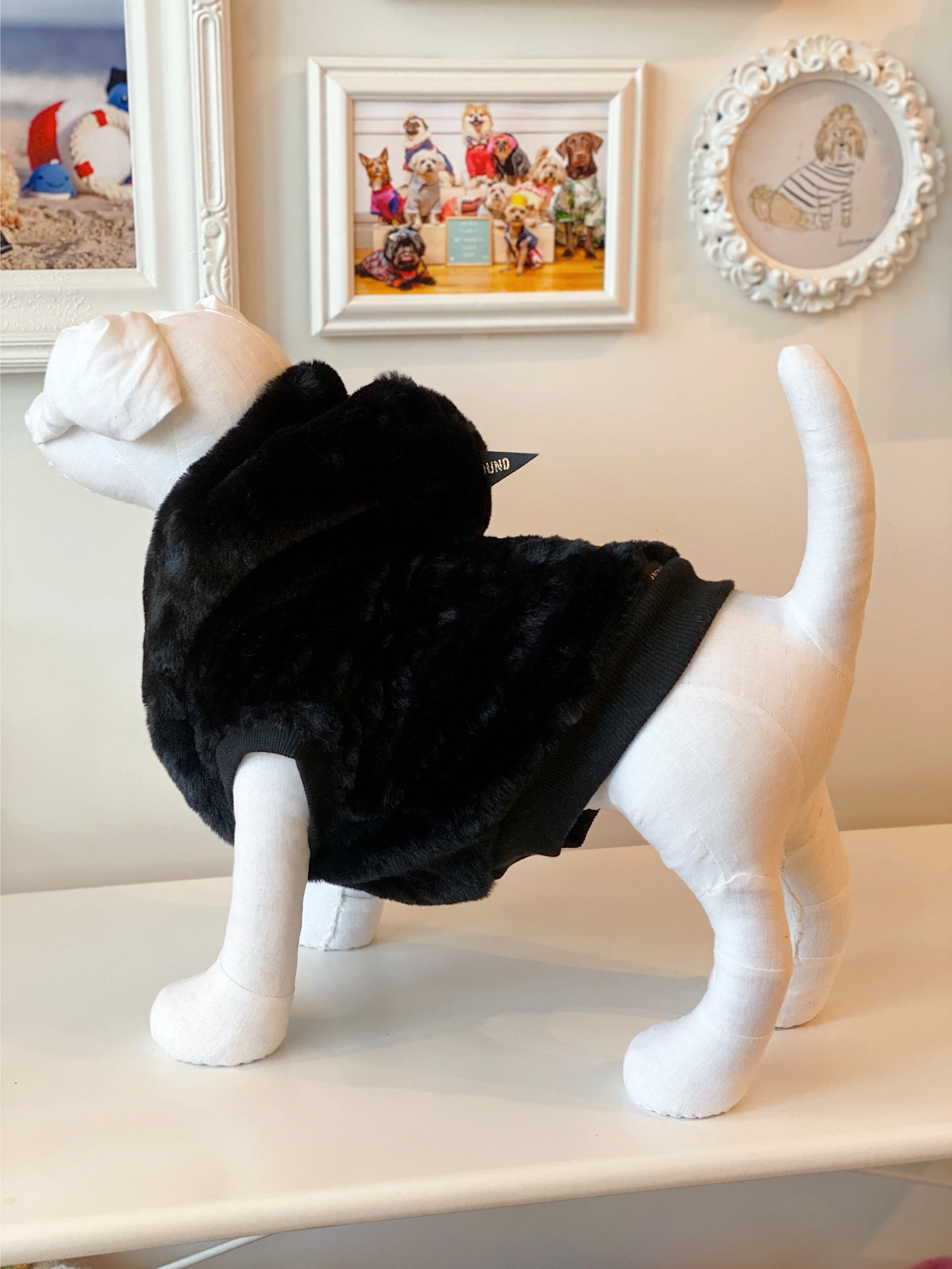 Faux Fur Dog Hoodie in Black << CLEARANCE >> - Image 4