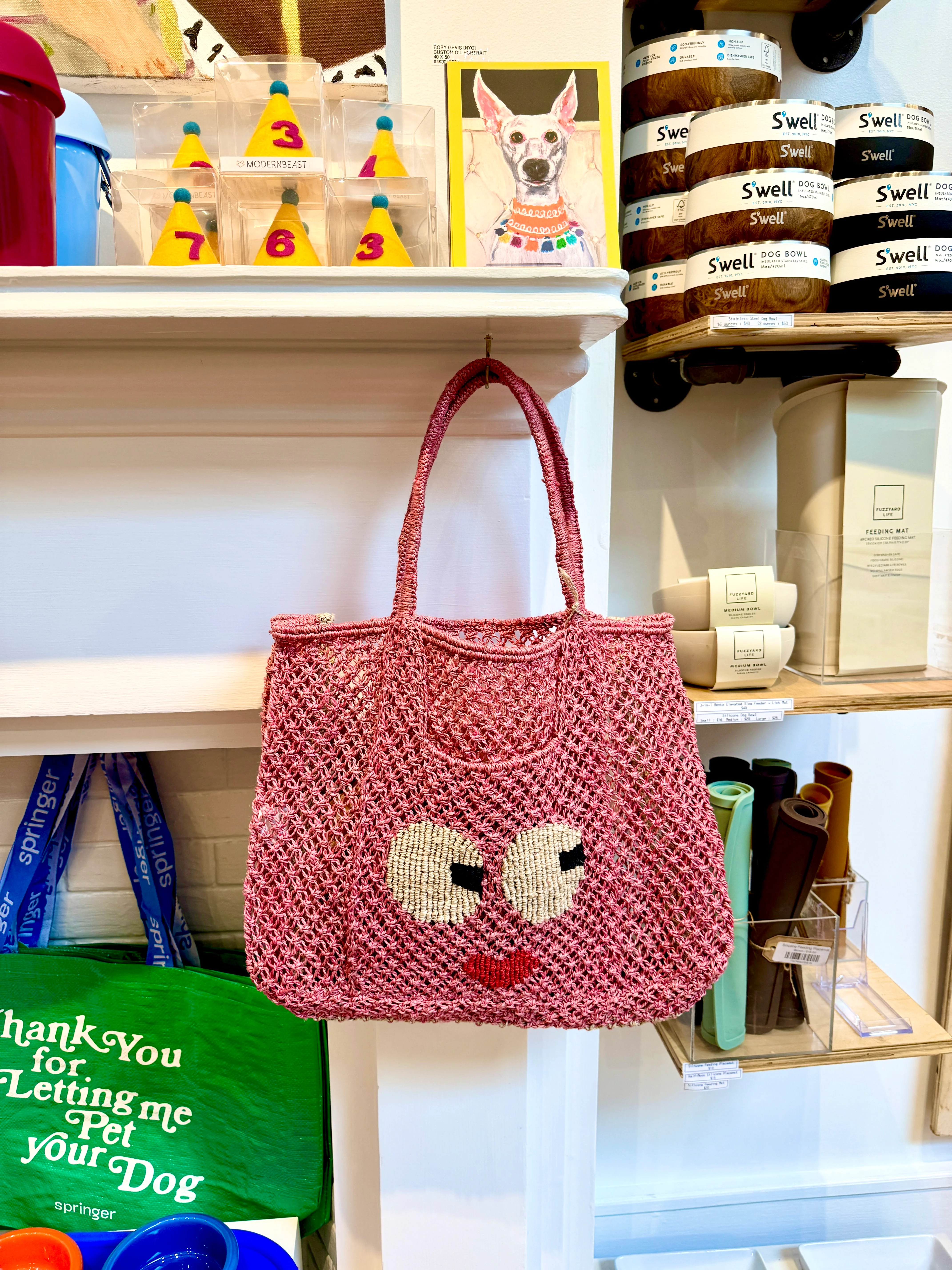 Florence Big Eyes Jute Bag in Berry - Image 2