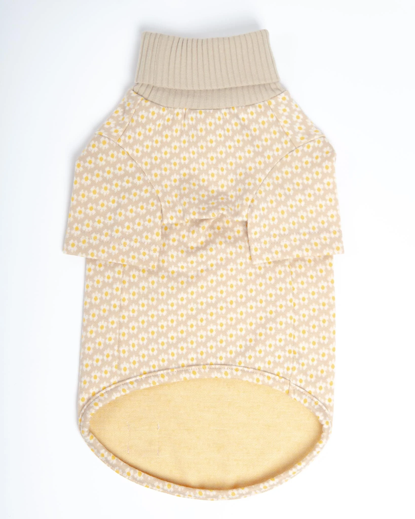 Flower Pattern Dog Knit Sweater in Soft Beige (FINAL SALE) - Image 3