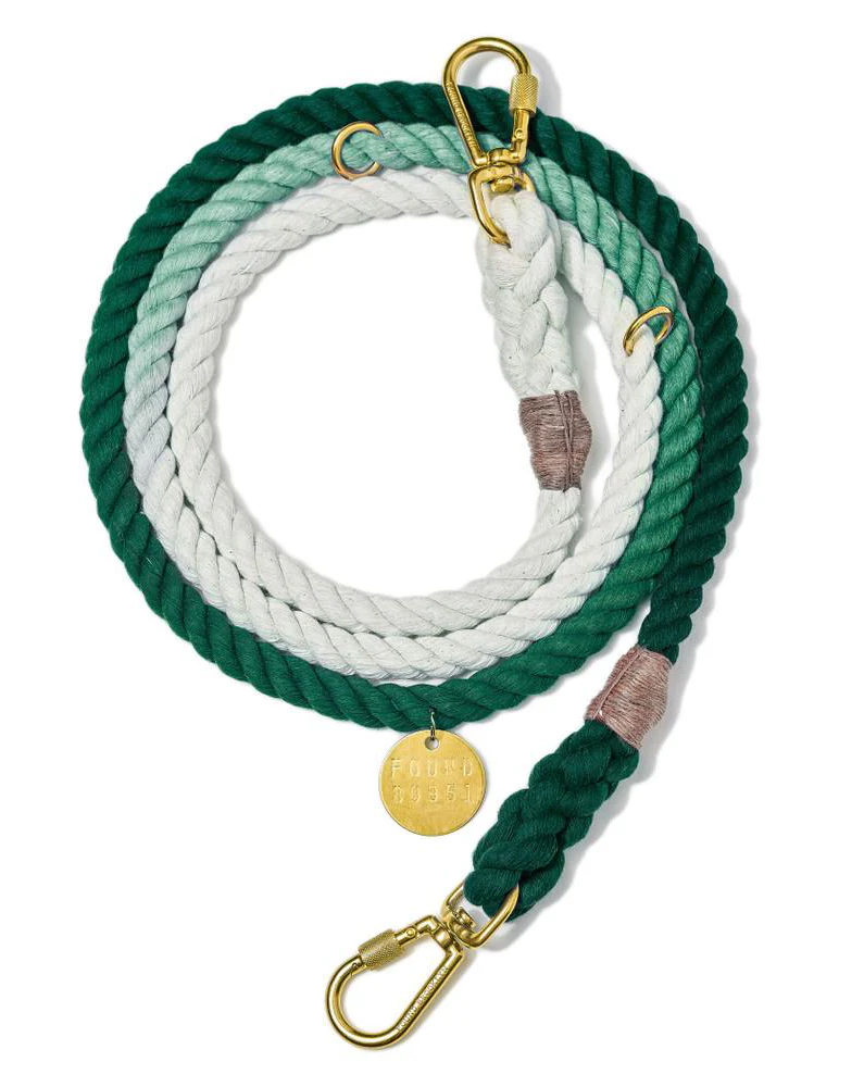 Adjustable Rope Lead in Teal Ombre (Made in the USA)