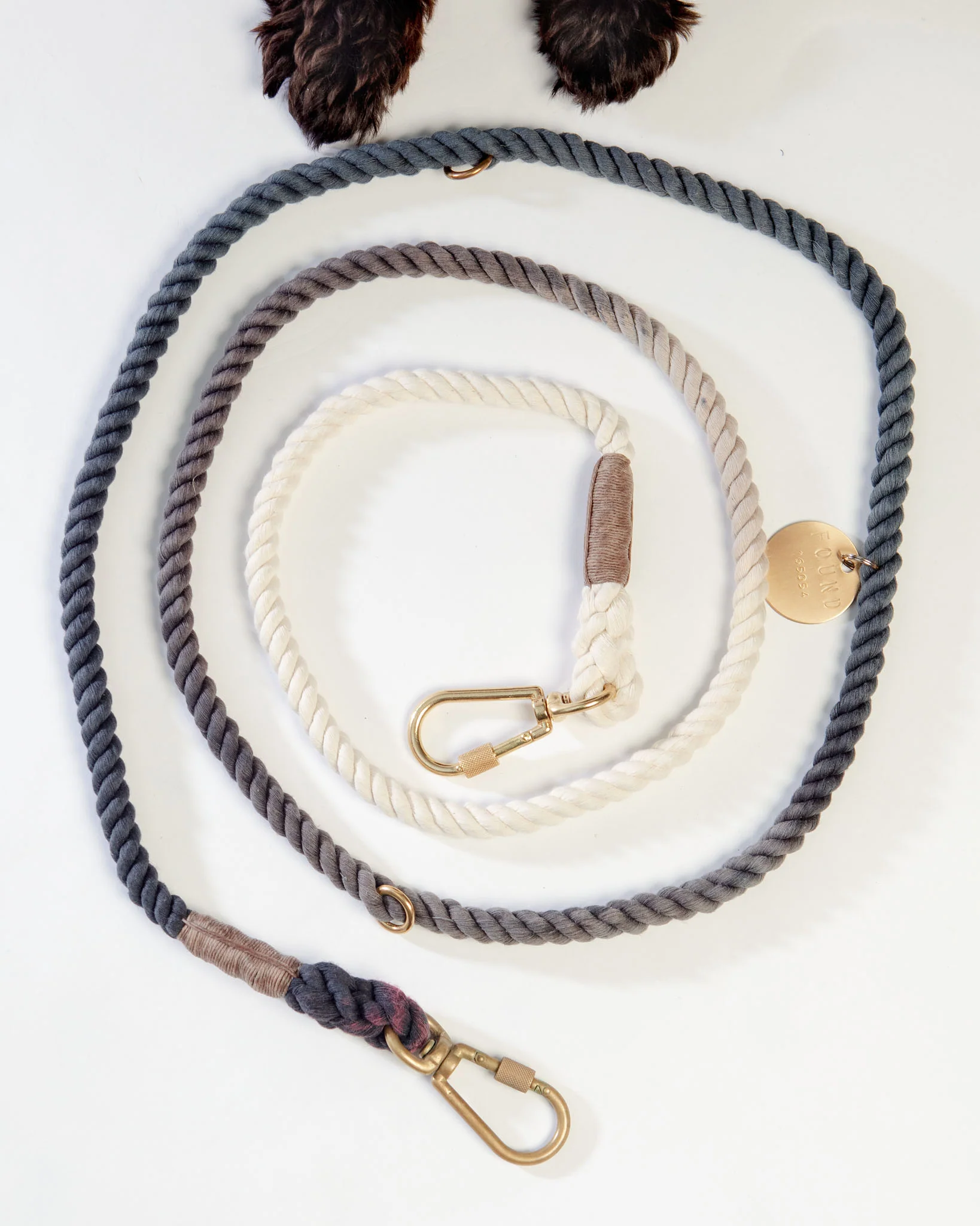 Adjustable Rope Dog Lead in Grey Ombré (Made in the USA) - Image 4