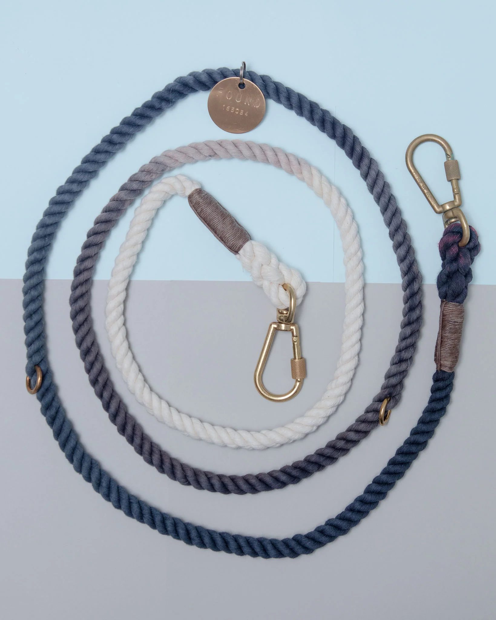 Adjustable Rope Dog Lead in Grey Ombré (Made in the USA) - Image 5