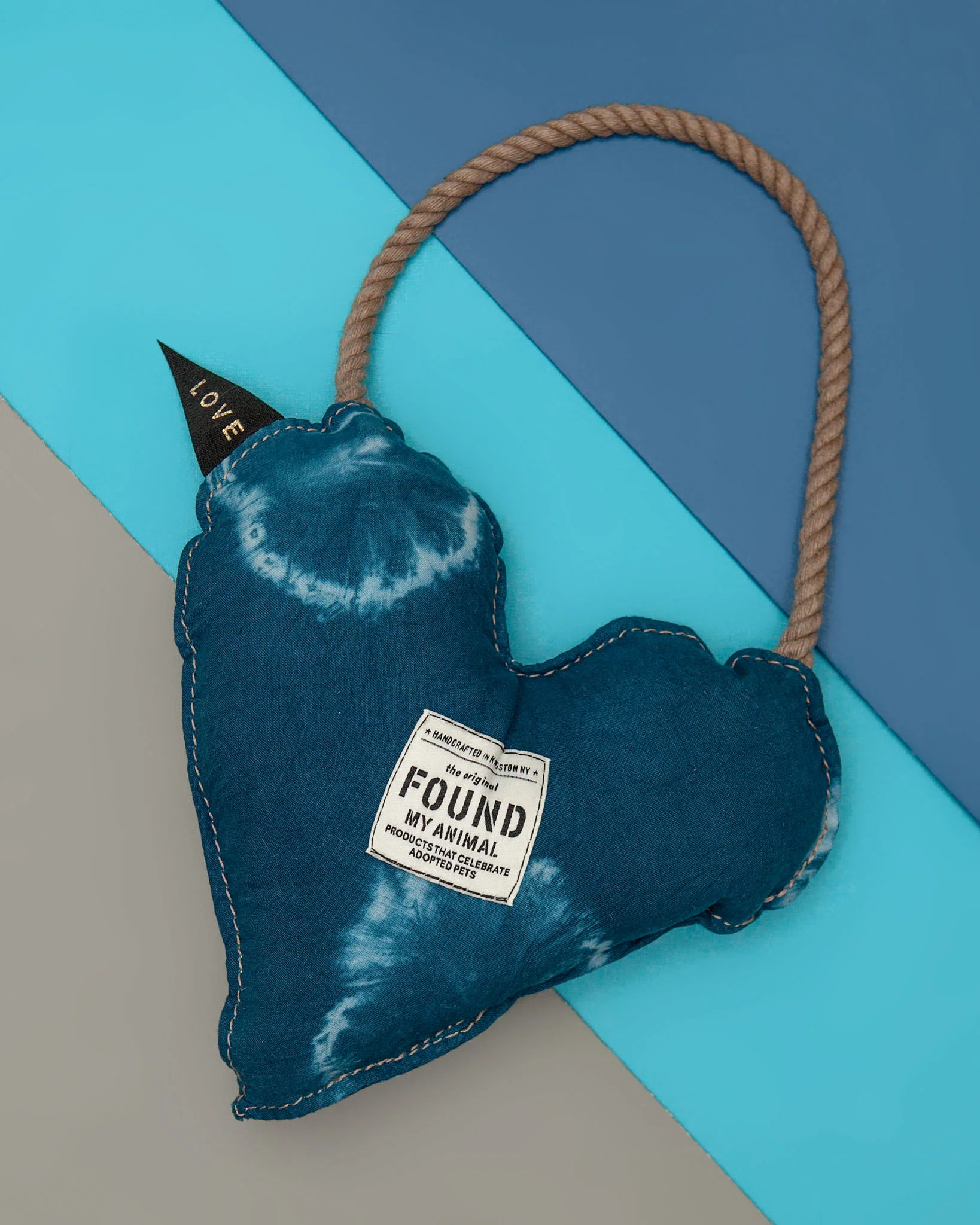 Batik Cotton Heart Dog Toy in Indigo (Made in the USA)