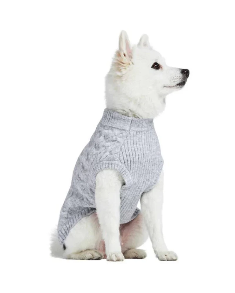 Fuzzy Knit Dog Crewneck Sweater in Heather Grey (FINAL SALE) - Image 9