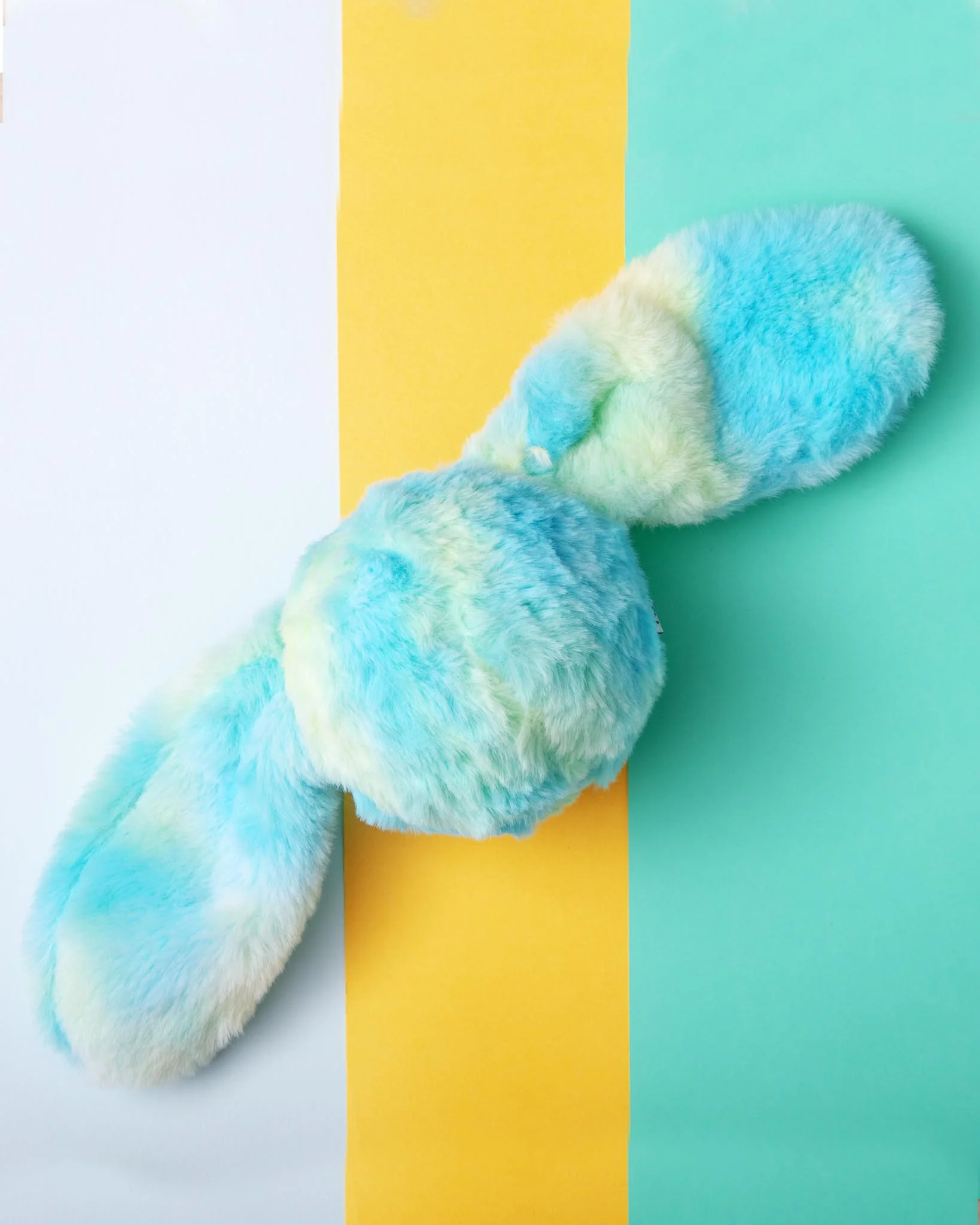Fuzzy Wuzzie Squeaky Bunny Dog Toy in Blue and Green (Medium) - Image 2