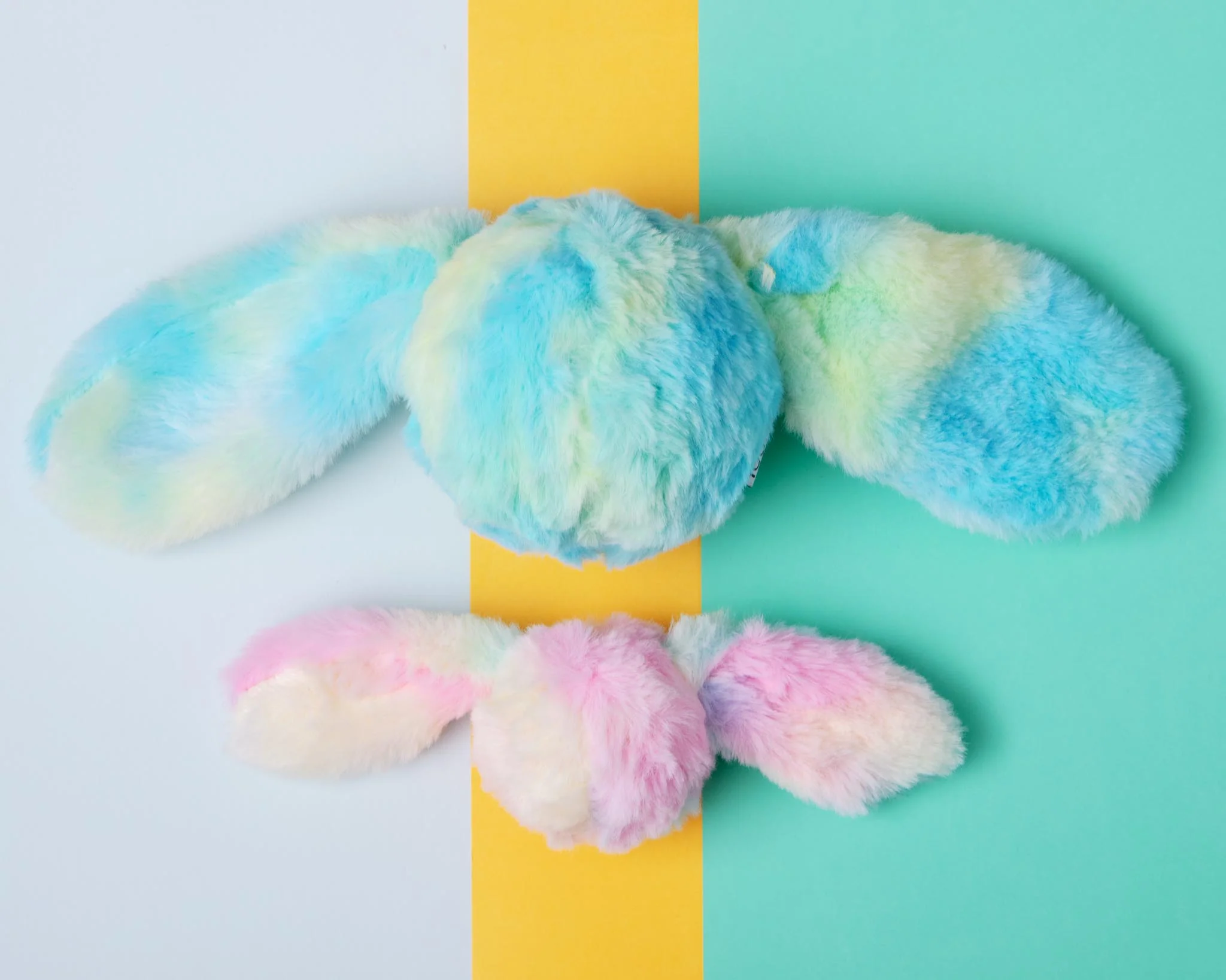 Fuzzy Wuzzie Squeaky Bunny Dog Toy in Rainbow (Small) - Image 3