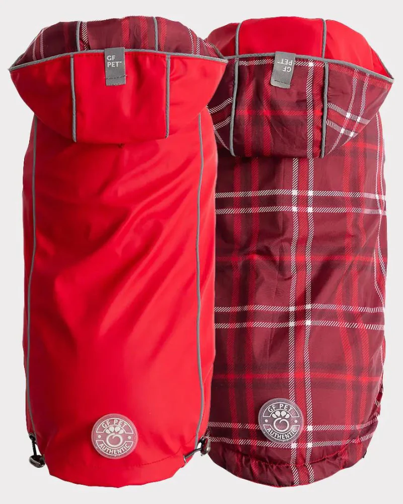 Reversible Waterproof Big Dog Raincoat In Red Plaid (FINAL SALE) - Image 2