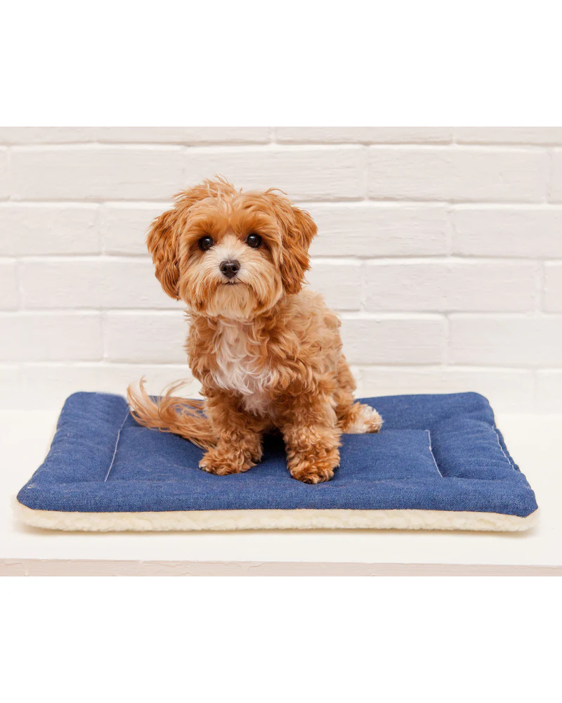 Charcoal Gray Denim & Sherpa Pet Napping Mat (Made in the USA) - Image 4