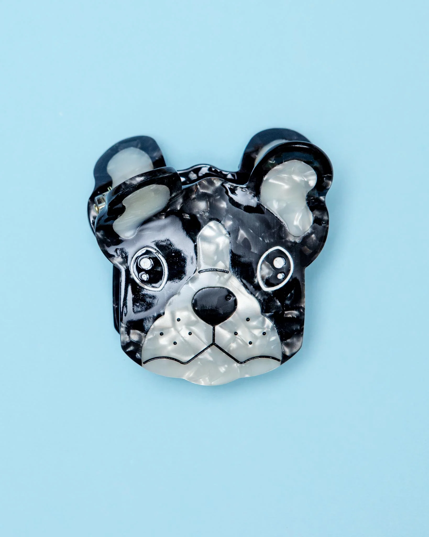 Hand Painted Frenchie Face Hair Clip