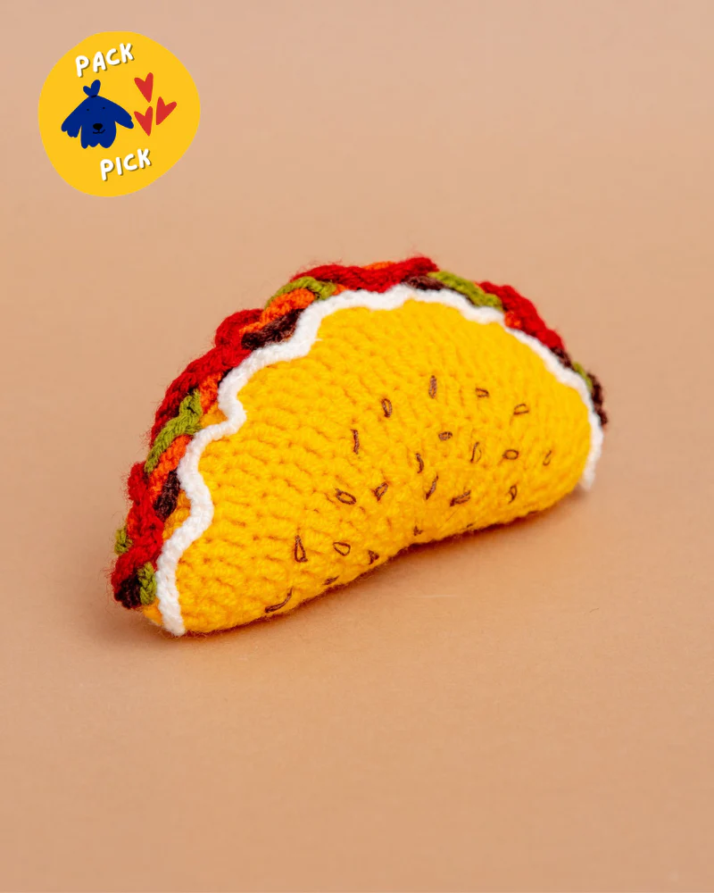 Hand-Knit Taco Squeaky Dog Toy