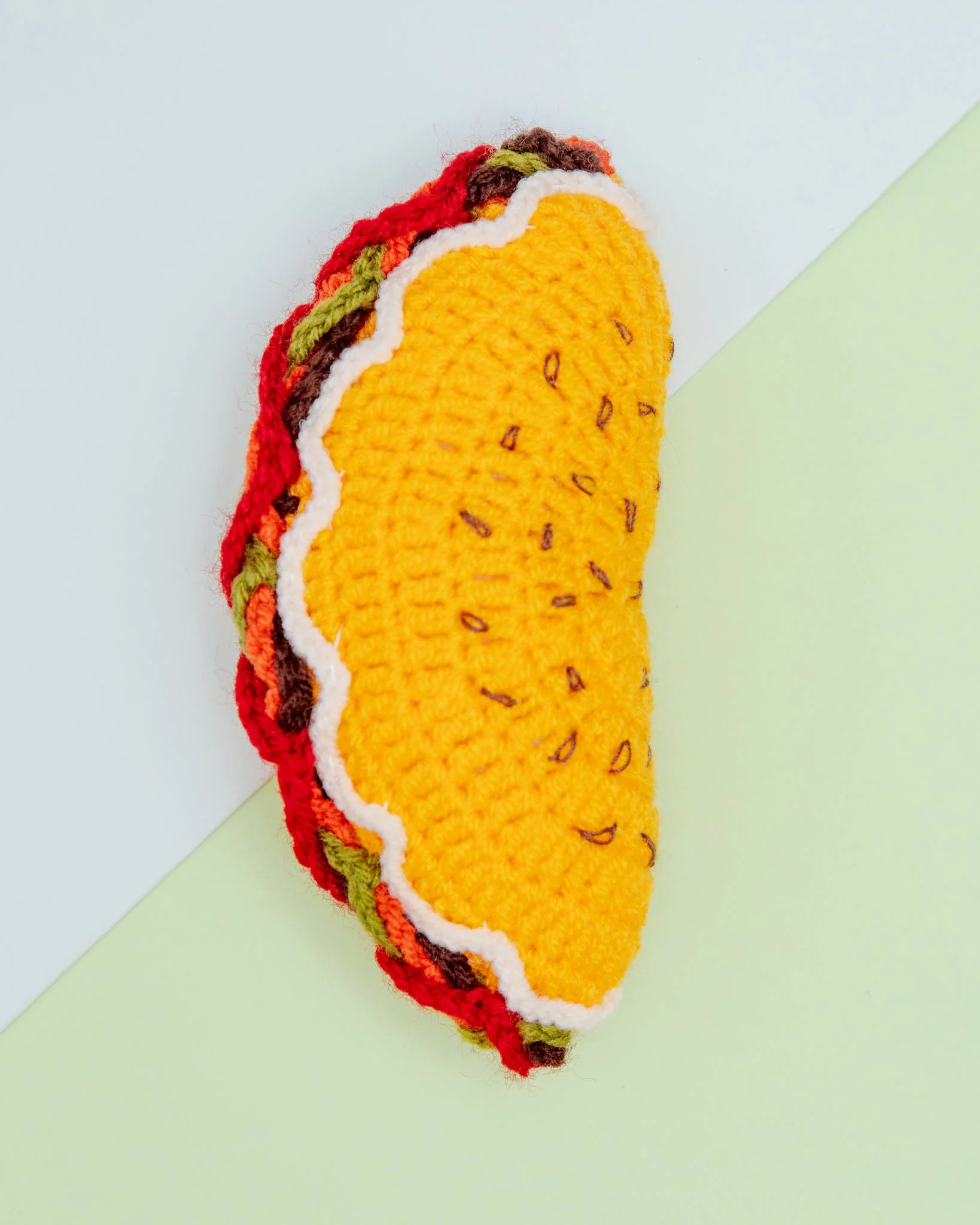 Hand-Knit Taco Squeaky Dog Toy - Image 2