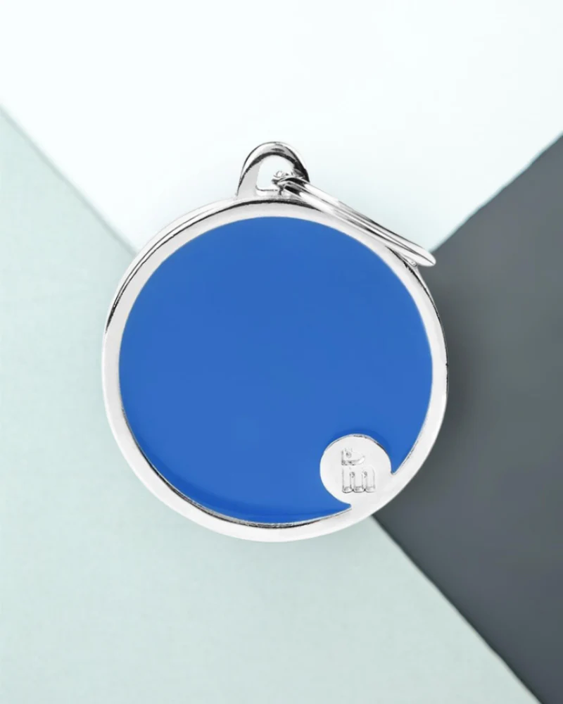 Handmade Circle Tag in Blue Custom Pet ID Tag