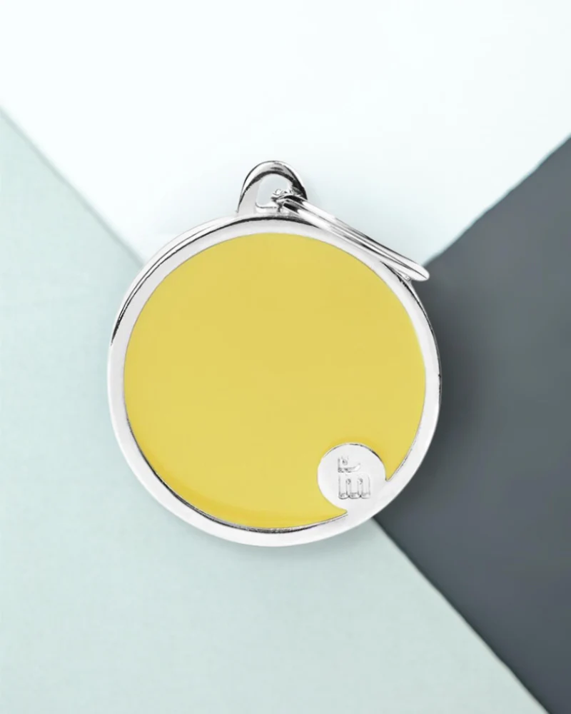 Handmade Circle Tag in Daffodil Yellow Custom Pet ID Tag