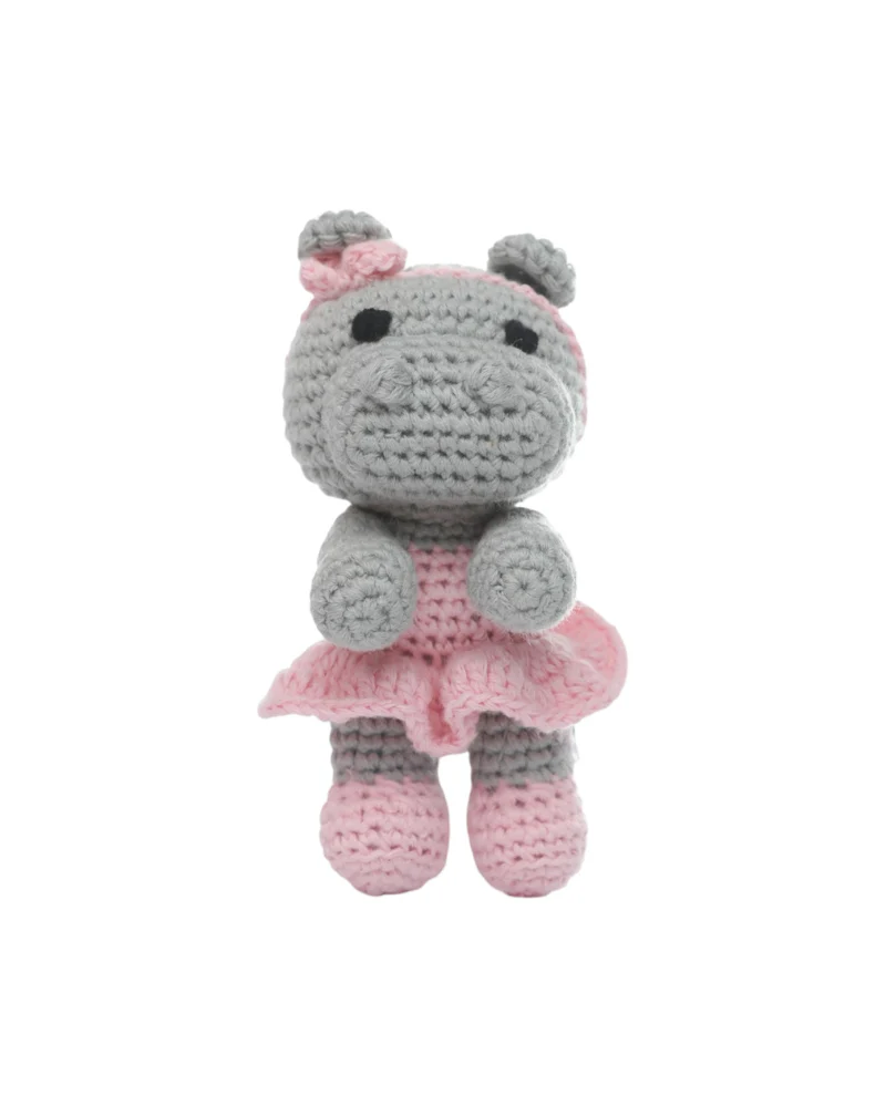 Hannah the Hippo Squeaky Knit Dog Toy - Image 2