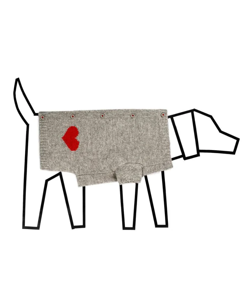 Heart Merino Wool Dog Cardigan Sweater in Grey (FINAL SALE) - Image 6