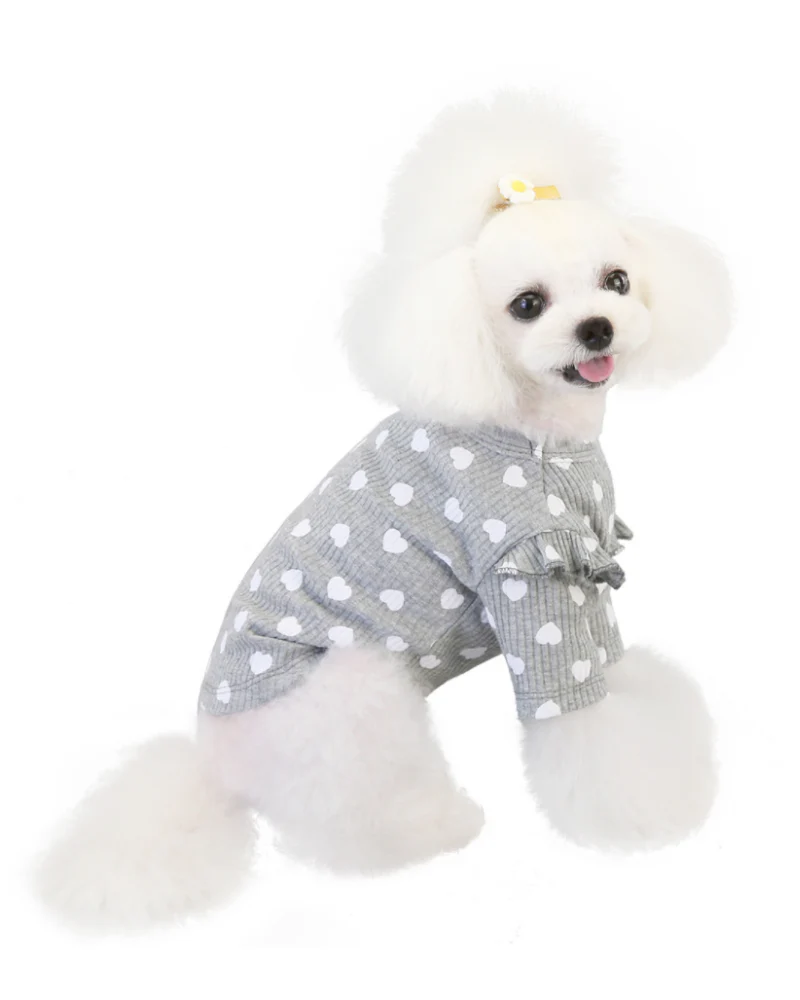 Heart Print Ruffle Tee in Grey<br>(FINAL SALE) - Image 2