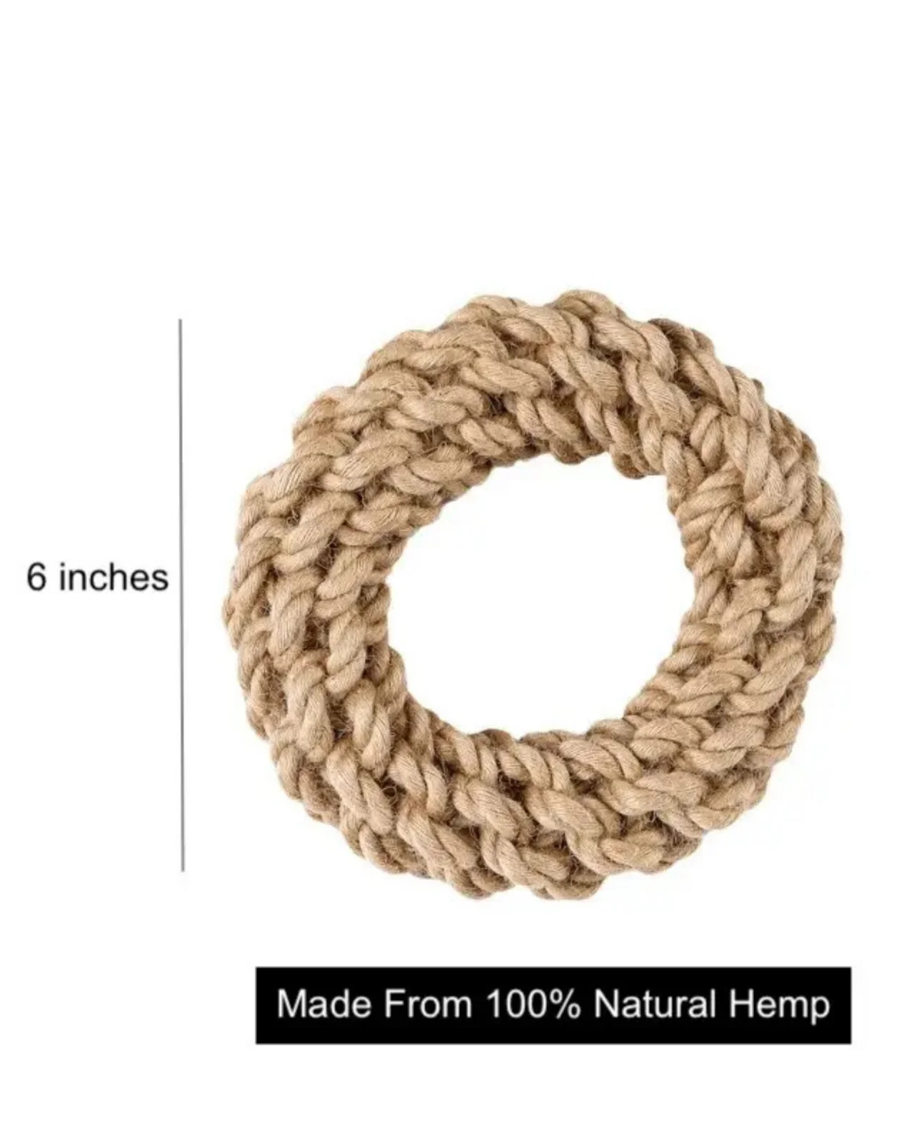 Natural Hemp Rope Ring Dog Toy - Image 4