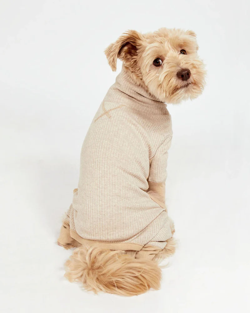 High-Neck Dog Onesie in Beige (FINAL SALE) - Image 3