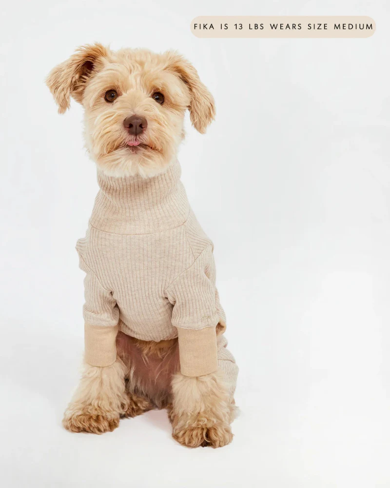High-Neck Dog Onesie in Beige (FINAL SALE) - Image 6